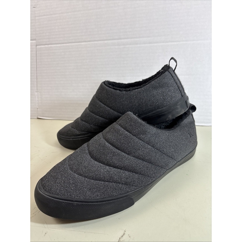 Hurley Arlo Puff Slippers Mens Size 9 Dark Grey Quilted Faux Fur Lined Slip On